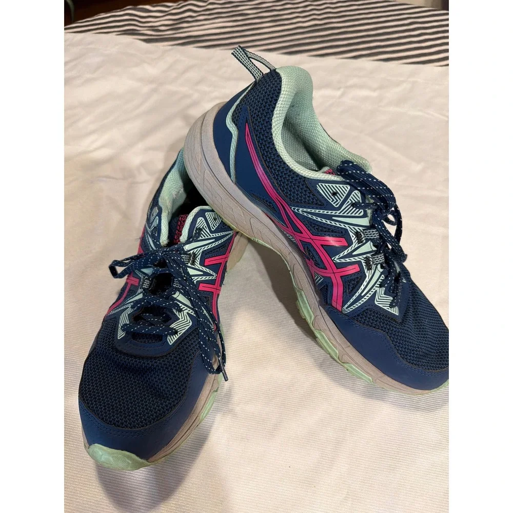 Asics‎ Gel Venture 8 Womens 11 Wide Trail Running Shoes Navy Pink 1012B231